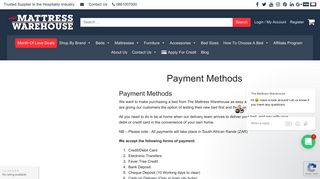 Payment Methods | The Mattress Warehouse