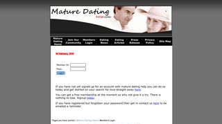 Mature Dating UK Singles Site - Mature Dating Singles Login Page