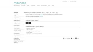 Manage my maurices.com Account