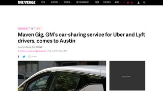 Maven Gig, GM's car-sharing service for Uber and Lyft drivers, comes ...