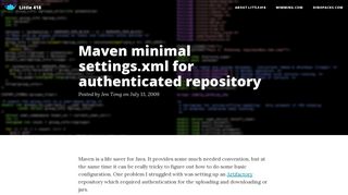 Maven minimal settings.xml for authenticated repository - Little 418
