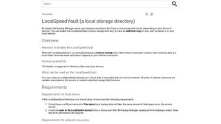 LocalSpeedVault (a local storage directory) - SolarWinds