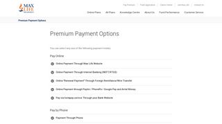 Premium Payment Options - Max Life Insurance