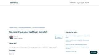Generating a user last login date list – Zendesk Support