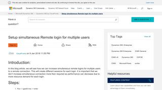 Setup simultaneous Remote login for multiple users - Microsoft ...