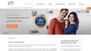 Online Term Plan - Max Life Insurance