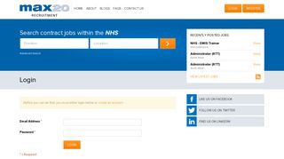 Login | Register With Max20, The NHS IT Recruitment Site