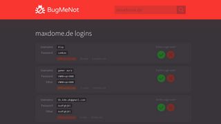 maxdome.de passwords - BugMeNot