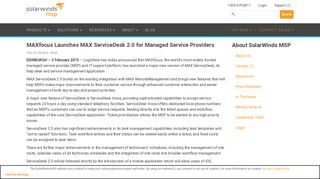 MAXfocus Launches MAX ServiceDesk 2.0 for ... - SolarWinds MSP