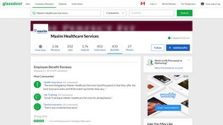 Maxim Healthcare Services Employee Benefits and Perks | Glassdoor.ca