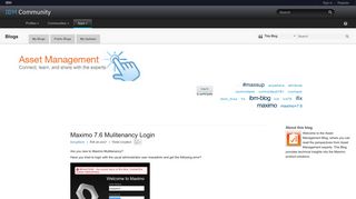 Maximo 7.6 Mulitenancy Login (Asset Management) - IBM