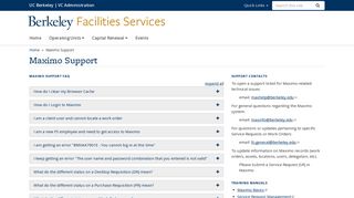 Maximo Support | Facilities Services