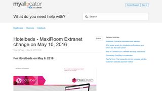 Hotelbeds - MaxiRoom Extranet change on May 10, 2016 – Myallocator
