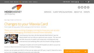 Changes to your Maxxia Card - - Hood Sweeney