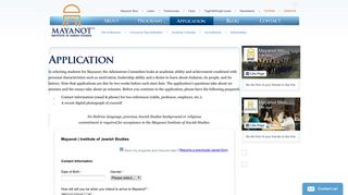 Application for Mayanot | Mayanot.edu | The Mayanot Institute of ...