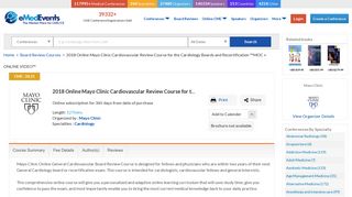 2018 Online Mayo Clinic Cardiovascular Review Course for the ...