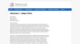 Librarian I – Mayo Clinic | Metronet