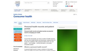 Personal health records and patient portals - Mayo Clinic