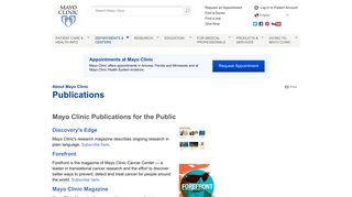 Publications for the public from Mayo Clinic - About Us - Mayo Clinic