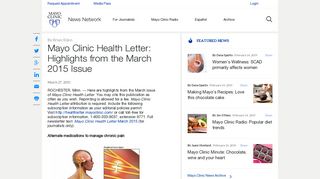 Mayo Clinic Health Letter: Highlights from the March 2015 Issue ...