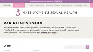 Vaginismus Forum Login | Maze Women's Sexual Health | (NY/NJ/CT)