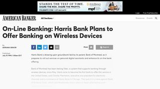 On-Line Banking: Harris Bank Plans to Offer Banking on Wireless ...