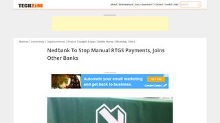 Nedbank To Stop Manual RTGS Payments, Joins Other Banks - Techzim