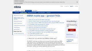 MBNA mobile app – general FAQs | Canada | MBNA