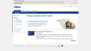 Travel Rewards MasterCard® Credit Cards | MBNA Canada