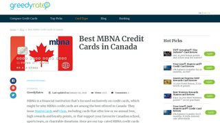 Best MBNA Credit Cards in Canada | Greedyrates.ca