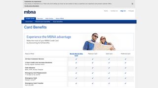 MBNA | Credit Cards | Card benefits
