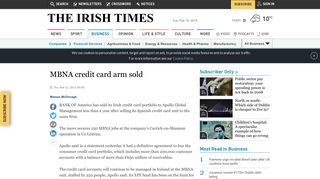 MBNA credit card arm sold - The Irish Times
