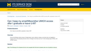 Can I keep my email/Mbox/other UMICH access after I ... - TeamDynamix