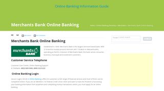 Merchants Bank Online Banking - Online Banking Information Guide