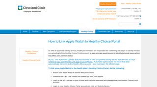 How to Link Apple Watch to Healthy Choice Portal - Cleveland Clinic ...