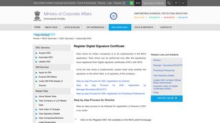 Ministry Of Corporate Affairs - Register DSC