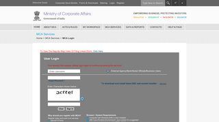 User Login - Ministry Of Corporate Affairs - MCA Services