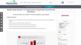McAfee Study Reveals 1-in-4 Organizations Using Public Cloud Has ...
