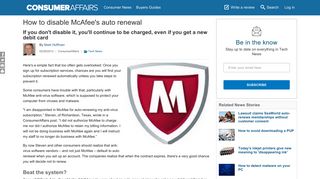 How to disable McAfee's auto renewal - ConsumerAffairs.com