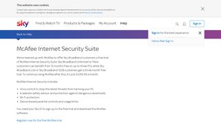 McAfee Internet Security Suite | Sky Help | Sky.com