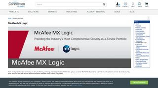 McAfee MX Logic - Connection