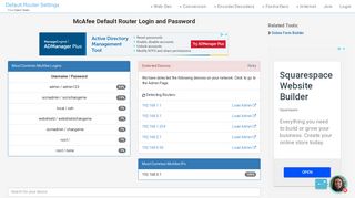 McAfee Default Router Login and Password - Clean CSS
