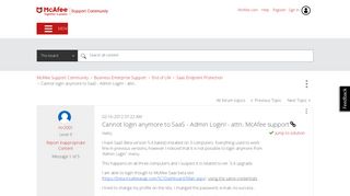 Solved: McAfee Support Community - Cannot login anymore to SaaS ...