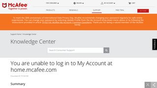 McAfee KB - You are unable to log in to My Account at home.mcafee ...