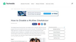 How to Disable a McAfee SiteAdvisor | Techwalla.com