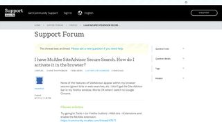 I have McAfee SiteAdvisor Secure Search. How do I activate it in the ...