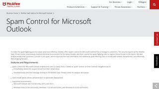 Spam Control for Microsoft Outlook | McAfee Downloads