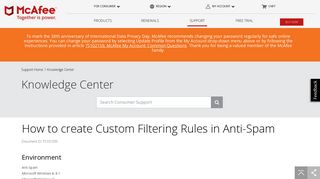 McAfee KB - How to create Custom Filtering Rules in Anti-Spam ...
