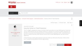 McAfee Support Community - Security Center or Total Protection ...