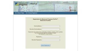 Registration Page - Measured Progress ProFile
